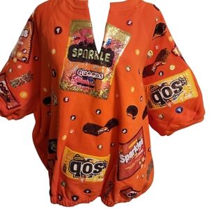 Queen Of Sparkles- Orange Graphic Sweatshirt with Sequin Details